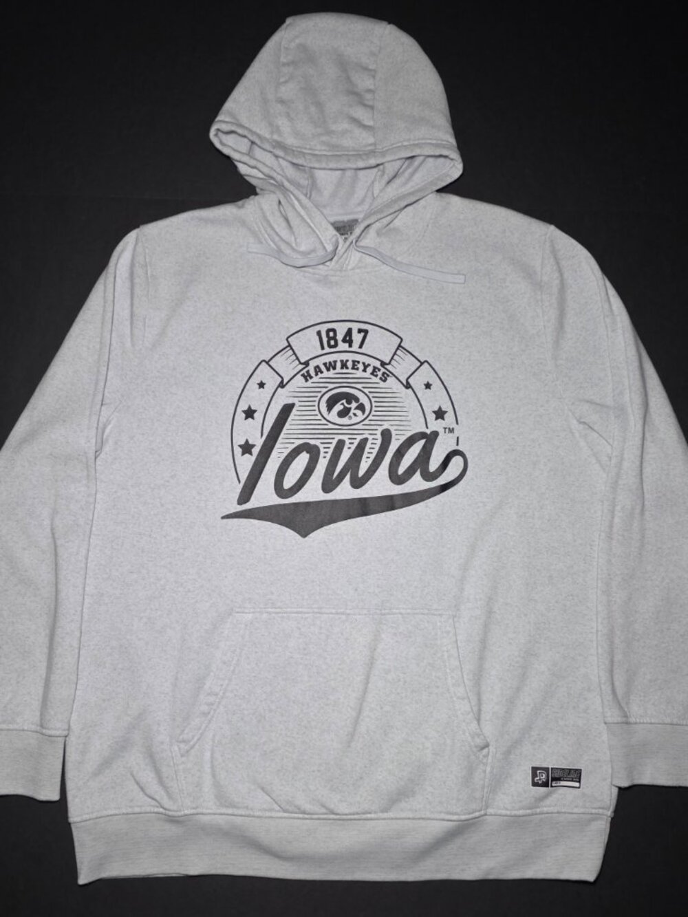 Sideline Mens Iowa Hawkeyes Gray Hoodie With Drawstring Size XL
